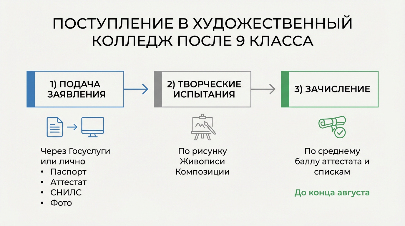 Схема поступления в художественный колледж